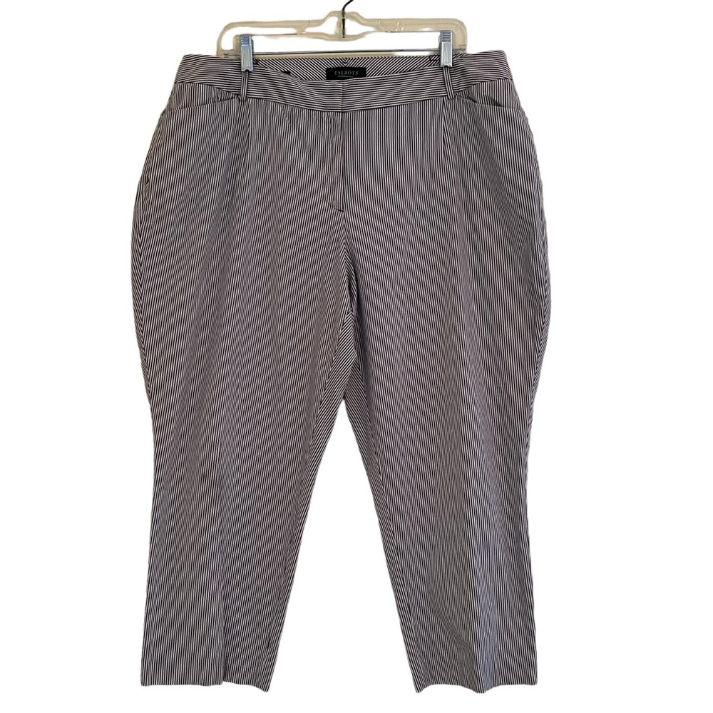 Talbots Grey/White Pinstripe Curvy Fit Cropped Cotton Pant 18WP